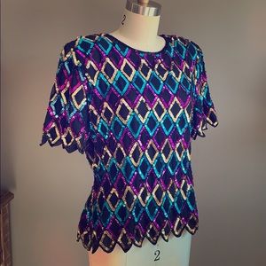 Stenay vintage sequin beaded top 1980’s retro bead
